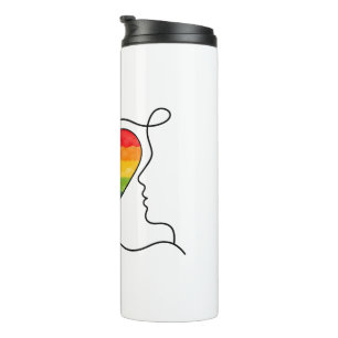 Progress Pride Heart Line Art Thermosbecher