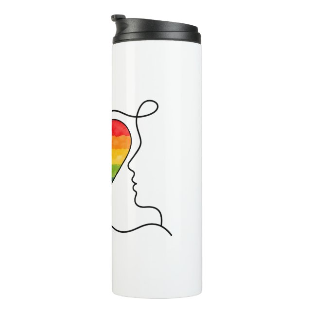 Progress Pride Heart Line Art Thermosbecher (Nach rechts gedreht)