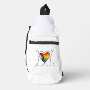Progress Pride Herz Line Art Crossbody Bag
