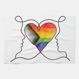 Progress Pride Herz Line Art Geschirrtuch