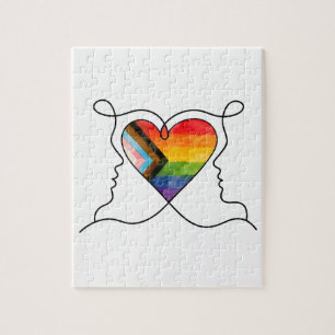Progress Pride Herz Linienkunst