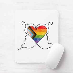 Progress Pride Herz Linienkunst Mousepad