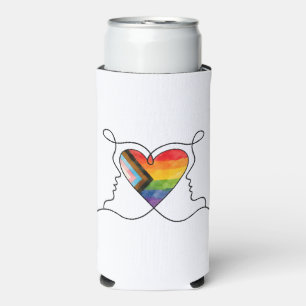 Progress Pride Herz Linienkunst Selters Dosenkühler