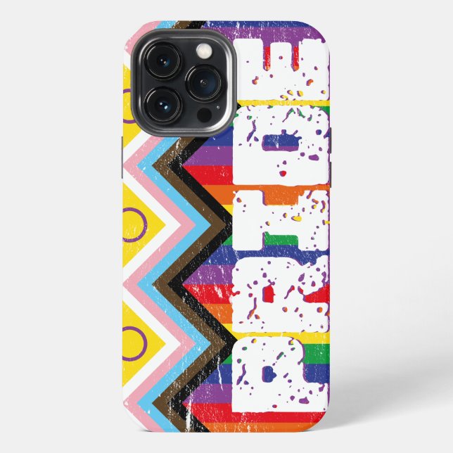 Progress Pride LGBTQ  iPhone 13 Pro Max Hülle (Rückseite)
