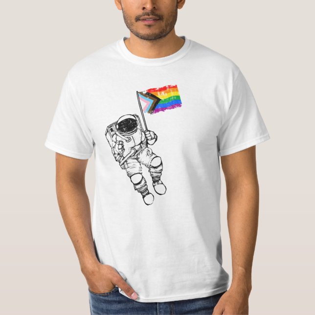 Progress Pride Moonman beunruhigt T-Shirt (Vorderseite)