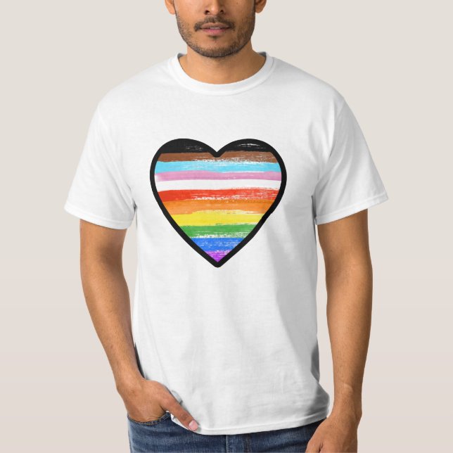 Progress Pride Painted Heart T-Shirt (Vorderseite)