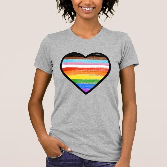 Progress Pride Painted Heart T-Shirt (Vorderseite)