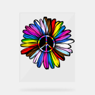 Progress Pride Peace Daisy - LGBTQ+-Liebe gewinnt Acrylschild