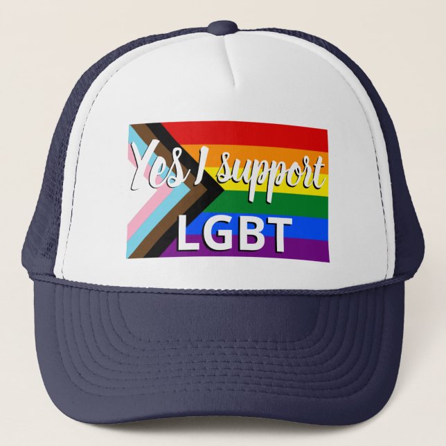 Progress-Prilag-Flag I unterstützt LGBT Truckerkappe (Vorderseite)