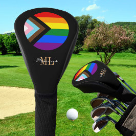 Progress Rainbow Flag golf, mit Monogramm / LGBTQ Golf Headcover