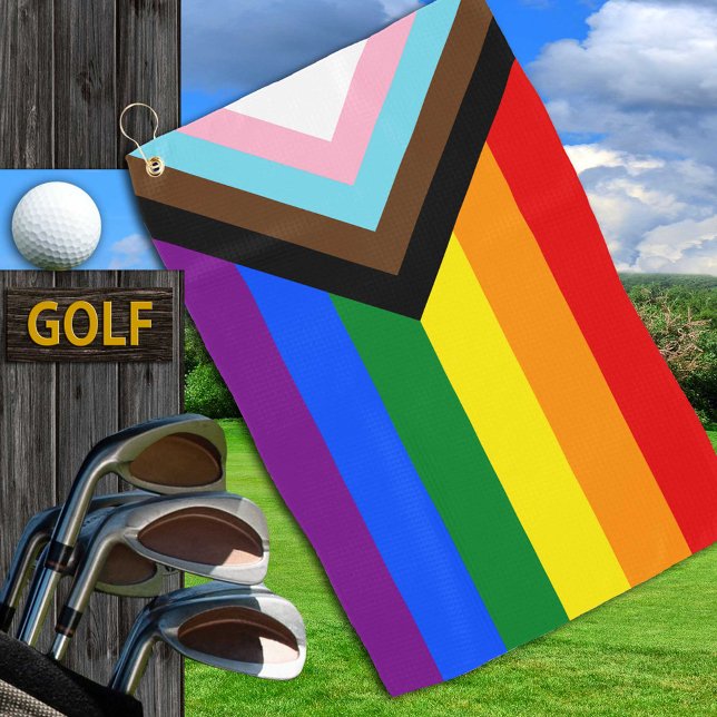 Progress Rainbow Flag Handtuch, Pride Golf / LGBTQ Golfhandtuch (Von Creator hochgeladen)