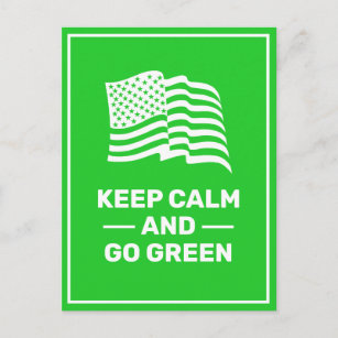 Progressive Behalt Ruhe und Go Green American Flag Postkarte