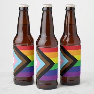 Progressive LGBTQIA-Flagge Bierflaschenetikett
