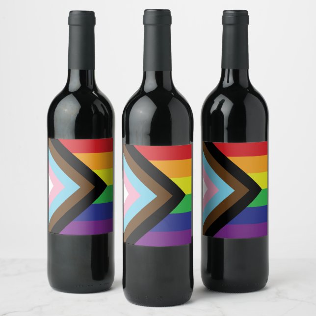 Progressive LGBTQIA-Flagge Weinetikett (Flaschen)