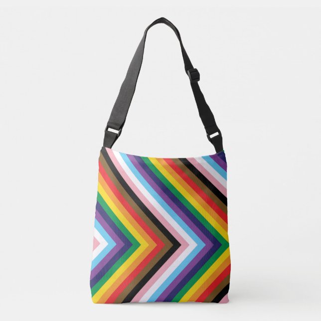 Progressive Pride Rainbow LGBTQ+ Tragetaschen Mit Langen Trägern (Vorderseite)