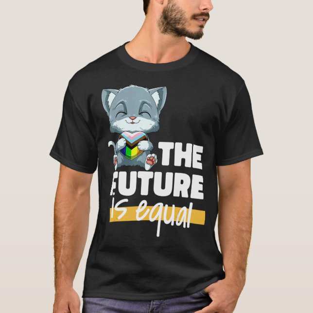 Progressiver Pride-Katze Transgender Genderqueer T-Shirt (Vorderseite)