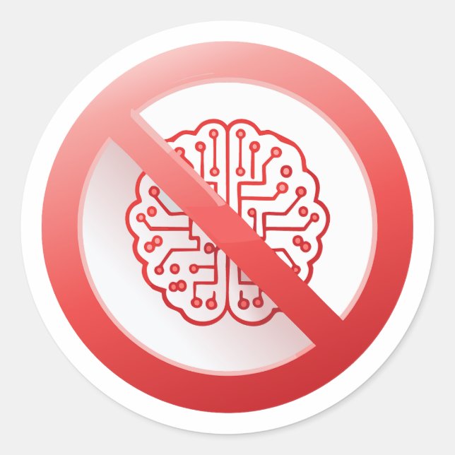 Prohibition sign of using artificial intelligence runder aufkleber (Vorderseite)