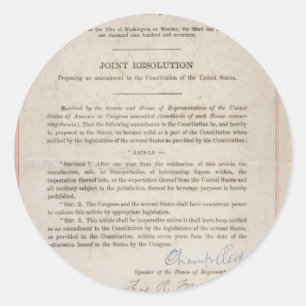 Prohibitions 18. Zusatzartikel Runder Aufkleber
