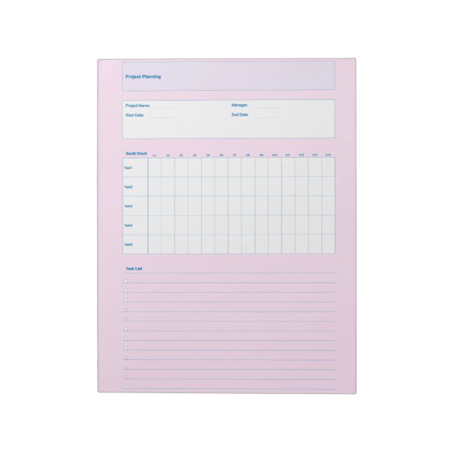 Project Planning Template, Printable Planner Sheet Notizblock (Rotiert)