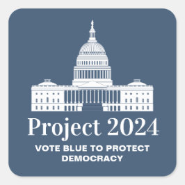 Projekt 2024 Abstimmung für Demokratie Quadratischer Aufkleber