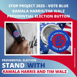 Projekt 2025 anhalten Blue Kamala Harris/Tim Walz Button
