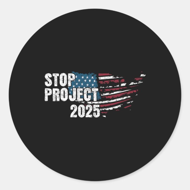 Projekt 2025 Anti Trump American Flag Runder Aufkleber (Vorderseite)