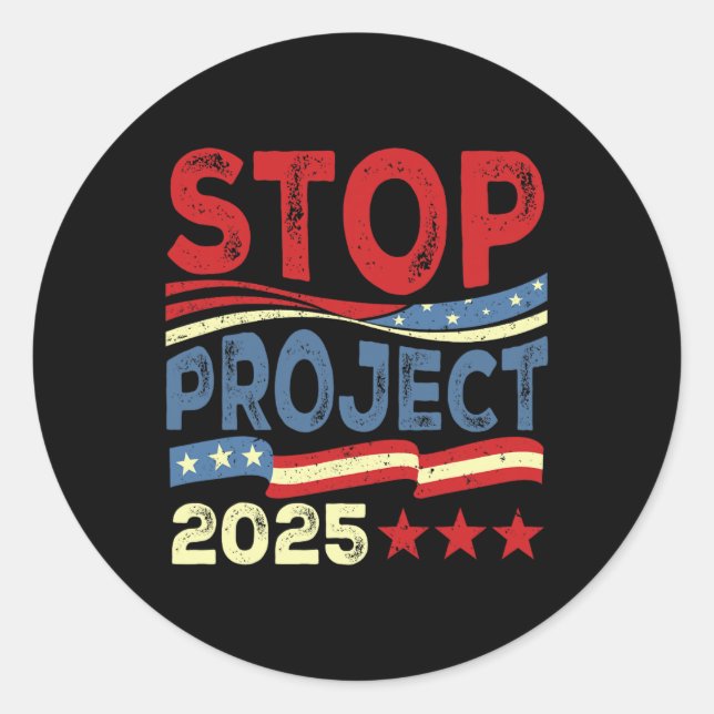 Projekt 2025 Anti Trump USA Flagge Politische Frau Runder Aufkleber (Vorderseite)