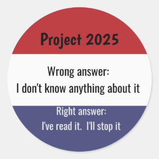 Projekt 2025 - Falsche Antwort Runder Aufkleber