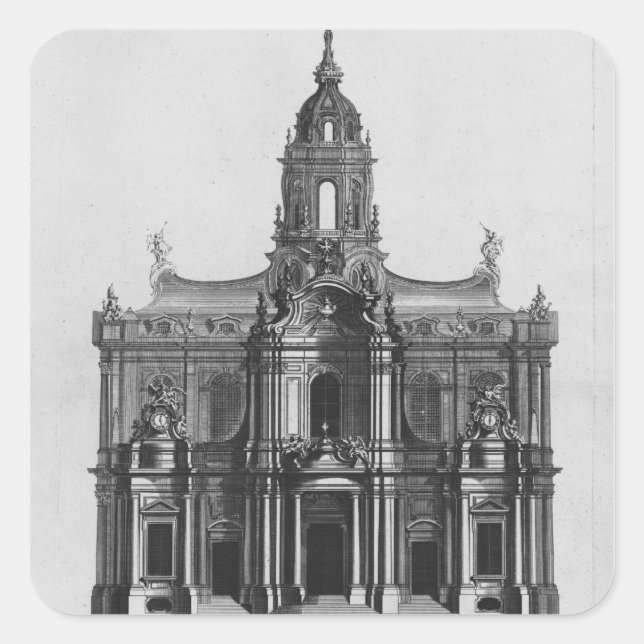 Projekt für die Kirche des Heiligen-Sulpice Quadratischer Aufkleber (Vorderseite)