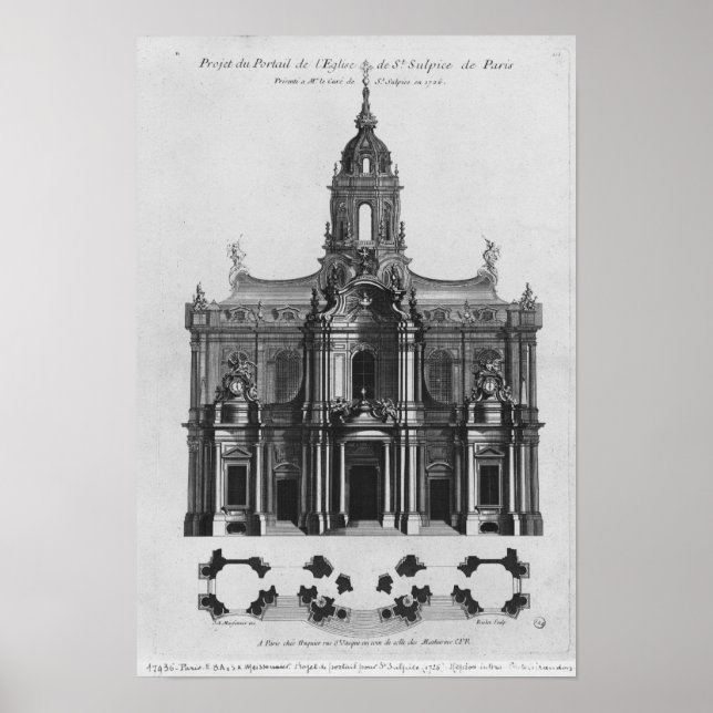 Projekt für die Kirche Saint-Sulpice Poster (Vorne)