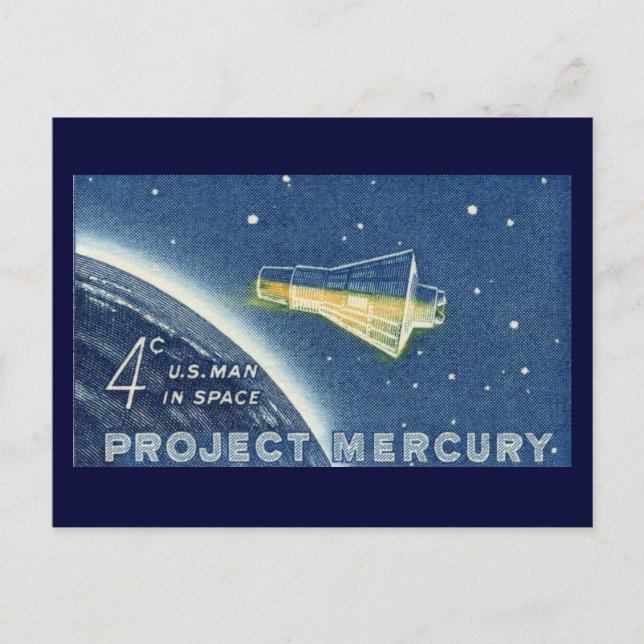 Projekt Merkur, US-Mann im Weltraum Postkarte (Vorderseite)