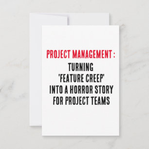 Projektmanagement: 'Feature Crep' wird in Dankeskarte