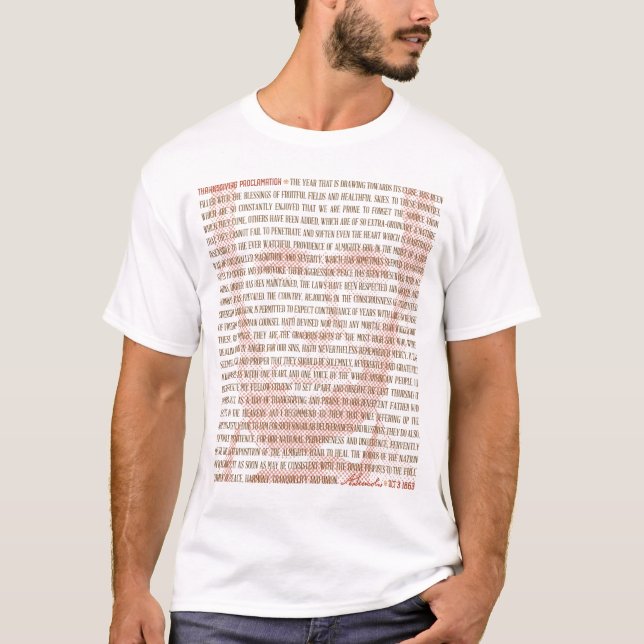 Proklamation des Erntedanks Lincoln mit Portrait T-Shirt (Vorderseite)