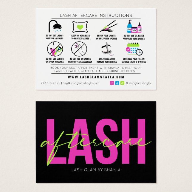 Prolongation de la lash Après-soin Neon Llow Instr (Devant & derrière)
