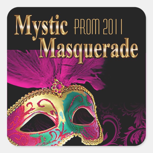 Prom 2011 Mystic Masquerade Party Quadratischer Aufkleber (Vorderseite)