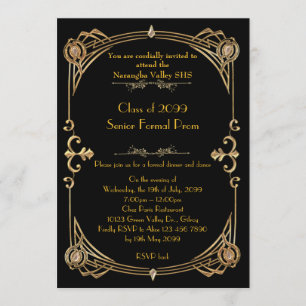Prom Einladung jedermann,Gatsby-Stil,Glitzer Gold