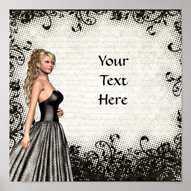 Prom girl in a black dress poster (Vorne)