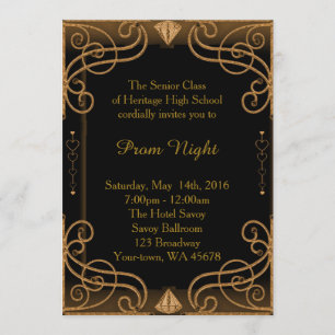 Prom Night Black & Gold Einladung