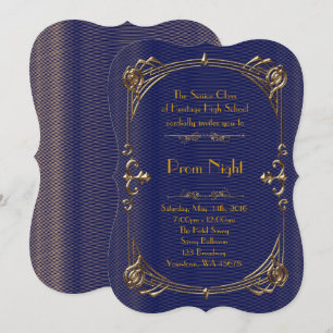 Prom Night Empire Stil, geschmolzenes Gold, Marine Einladung