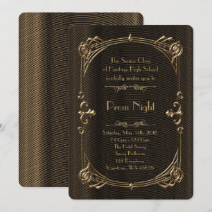 Prom Night Empire Stil, Meliertes Gold, Schwarz Einladung