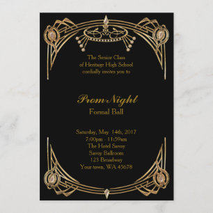 Prom Night, Formal Ball, Schwarz-Gold Einladung