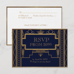 PROM RSVP, Great Gatsby, Gold auf Schwarz Einladung