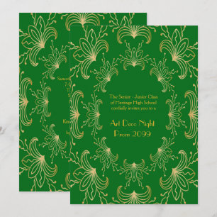 Prom Senior, Art Deco, Blume Stilvoll, smaragdfarb Einladung