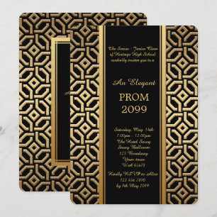 Prom Senior-Junior, Black Gold Geometric Kaiser Einladung