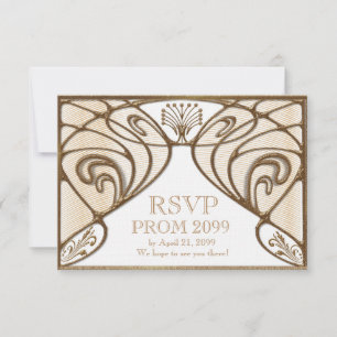 PROM UAWG, Great Gatsby, Gold auf Weiß RSVP Karte