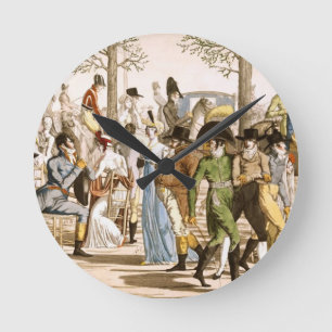 Promenade at Longchamps, 1802 (engraving) Runde Wanduhr