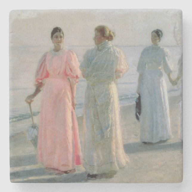 Promenade auf dem Strand Steinuntersetzer (Vorderseite)