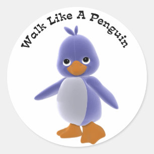 Promenade comme un autocollant de pingouin