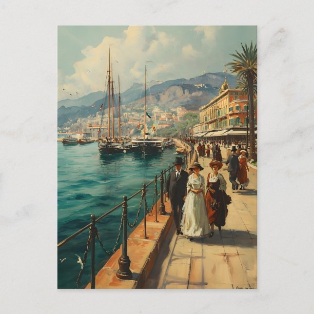 Promenade Côte d'Azur : Carte postale Vintage (Devant)