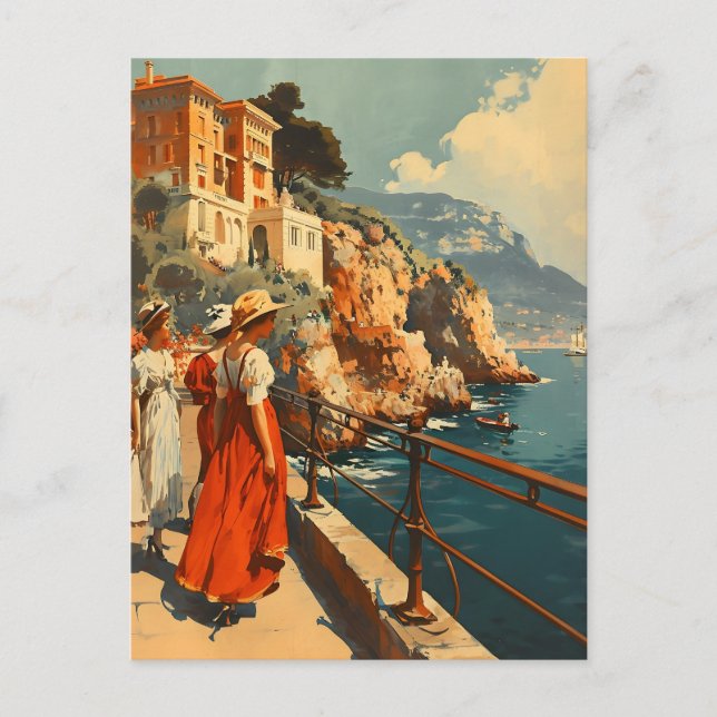 Promenade Côte d'Azur : Carte postale Vintage (Devant)